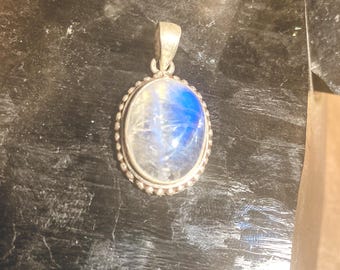 Rainbow Moonstone Sterling Silver Pendant