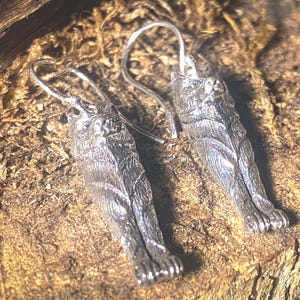 Goddess Designs / Detailed Proud Wolf Sterling Silver Earrings