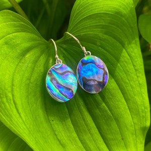 Goddess Designs / Abalone Shell Oval Sterling Silver Earrings