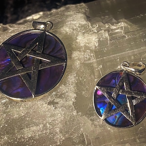 Goddess Designs / Detailed Pentacle with Purple Abalone Sterling Silver Pendant and Charm (( Sold Separately ))