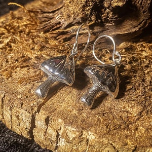 Goddess Designs / Detailed Mushroom Sterling Silver Earrings