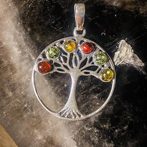 Acomo / Baltic Amber Tree of Life Sterling Silver Pendant