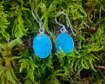 Natural Turquoise Sterling Silver Earrings