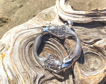 Goddess Designs / Detailed Swimming Mermaids in Motion Sterling Silver Statement Pendant