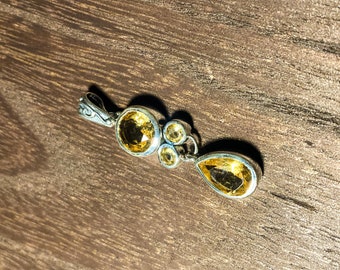 Precious Treasures / Faceted Citrine Sterling Silver Statement Pendant