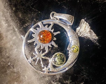 Acomo / Baltic Amber Solar System Sterling Silver Pendant