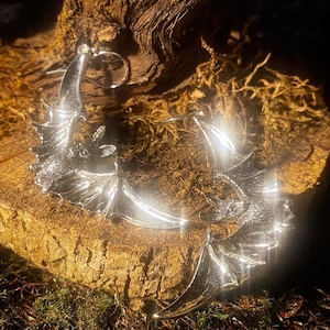 Goddess Designs / Extra Large Detailed Flying Bats Sterling Silver Statement Earrings