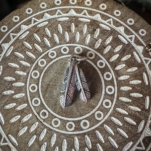 Double Feather Sterling Silver Charm Pendant