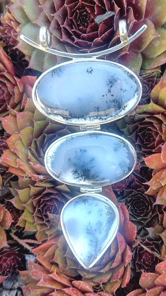 Dendritic Opal Solid Sterling Silver handcrafted pendant.
