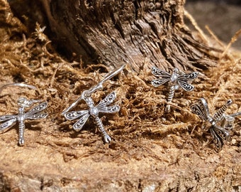 Goddess Designs / Detailed Dragonfly Sterling Silver Studs or Dainty Dangles