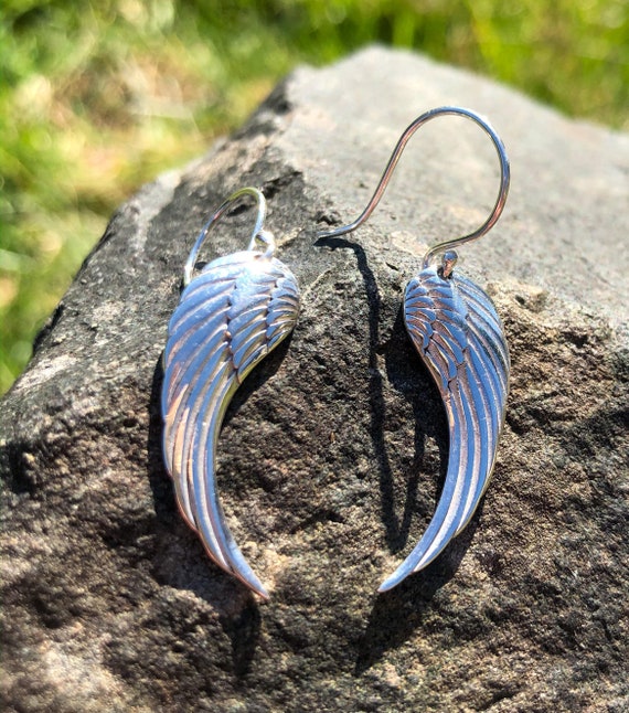 Sterling silver angel wing cheap earrings