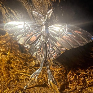 Goddess Designs / Detailed Lunar Moth Sterling Silver Statement Pendant