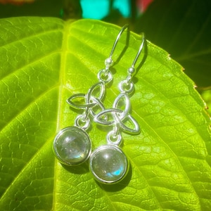Precious Treasures / Labradorite and Celtic Triquetra Sterling Silver Earrings