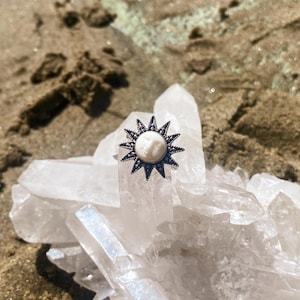 Goddess Designs / Hand Carved Ox Bone Smiling Sun Goddess Sterling Silver Detailed Ring  (( Multiple Sizes Available ))