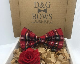 Handmade Red Tartan Check Bowtie - Adult & Children sizes available