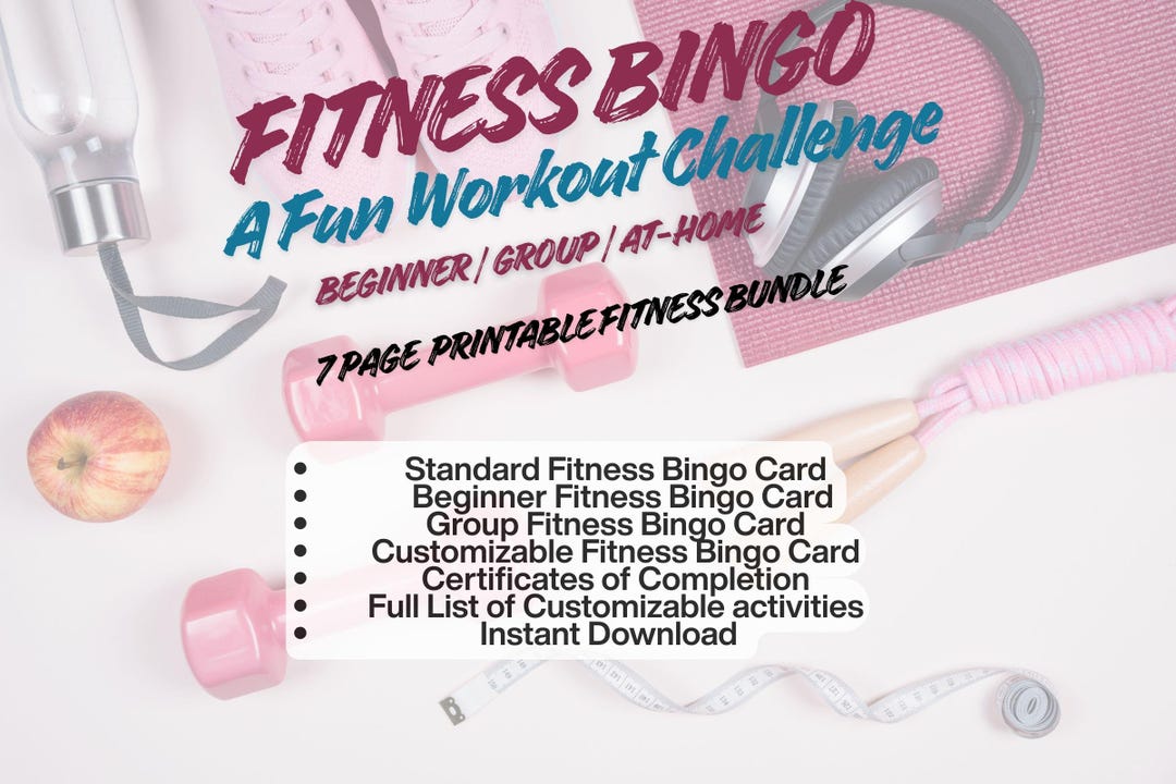 Fitness Bingo Printable | Workout Challenge Game | At-home Exercise ...