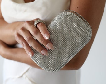 Silver wedding clutch, Bridal clutch,  Rhinestone clutch, Bridal purse, Silver purse, Bridesmaid purse, Rhinestone purse, evening clutch