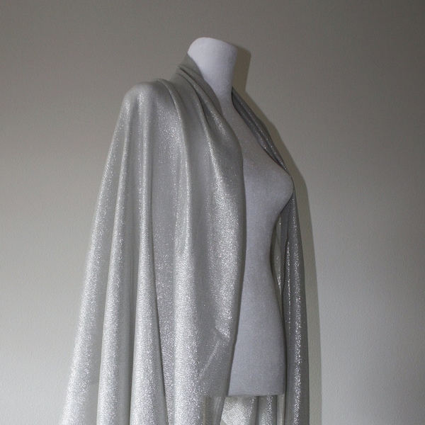 Evening stole, Silver wrap, Evening shawl, Glitter cover up, Bolero wrap, Gray scarf, Long evening shrug, Wedding shrug,Metallic silver wrap