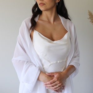 Wedding Shawl, Evening chiffon stole, Evening wrap, Bridal cover up, Wedding bolero, White chiffon scarf, Wedding shrug, Bridal Cape