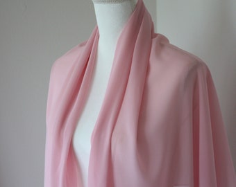 Evening chiffon stole, Evening wrap, Pink Evening shawl, Evening cover up, Bridesmaid bolero wrap, Blush chiffon scarf, Long evening shrug