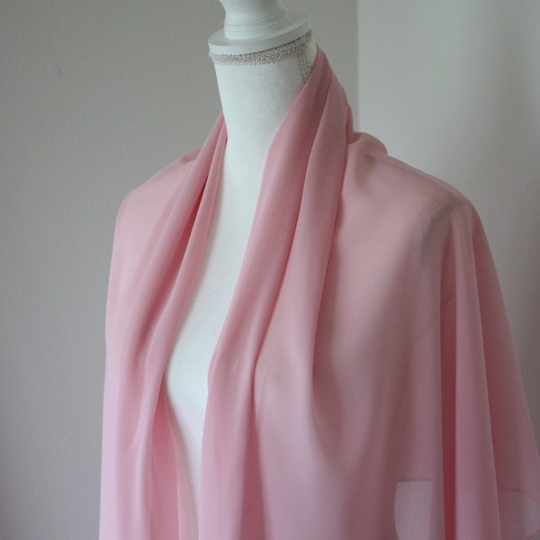 Evening chiffon stole, Evening wrap, Pink Evening shawl, Evening cover up, Bridesmaid bolero wrap, Blush chiffon scarf, Long evening shrug