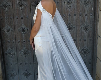 Cape de mariée, Capelet de mariage, Couverture de mariée, Cape d'épaule, Ailes de robe de mariée, Cape Wings, Cape en tulle perlé, Ailes d'épaule détachables