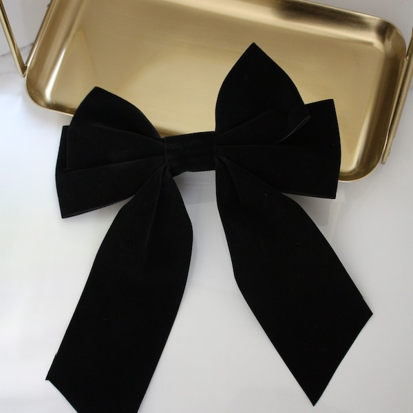 Black hair bow, Black velvet hair bow, Bow hair clip, Bow tie short hair clip, Velvet hair bow