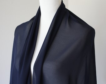 Evening chiffon stole, Evening wrap, Blue evening shawl, Evening cover up, Bolero wrap, Navy blue chiffon scarf, Long evening shrug