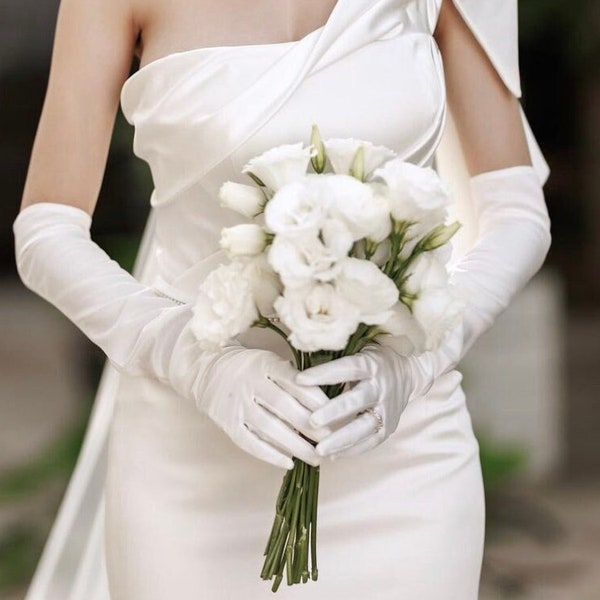 Long wedding gloves, long bridal gloves, white long gloves, opera gloves, long satin gloves, prom long gloves, tea party gloves,satin gloves