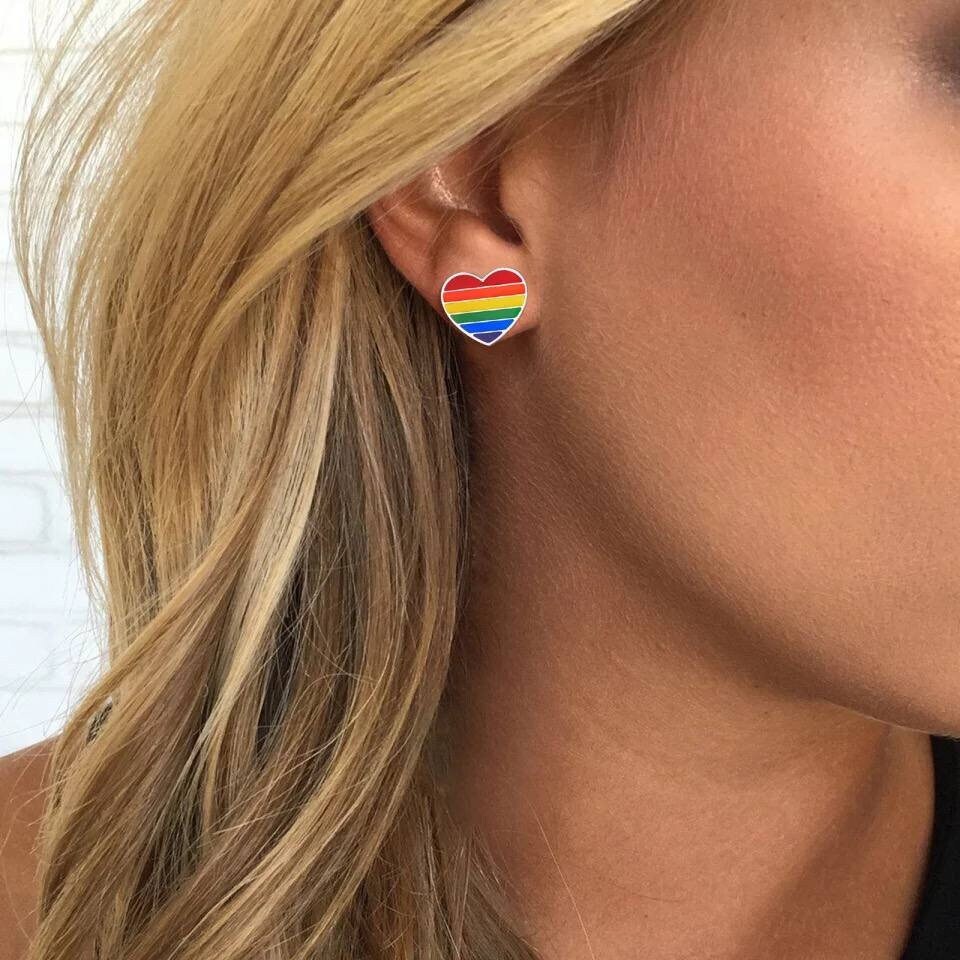 Original Design Gay Pride Earrings Rainbow Jewelry LGBTQ Earrings Gay Pride Gift Mismatched Rainbow Earrings Rainbow Heart Earrings