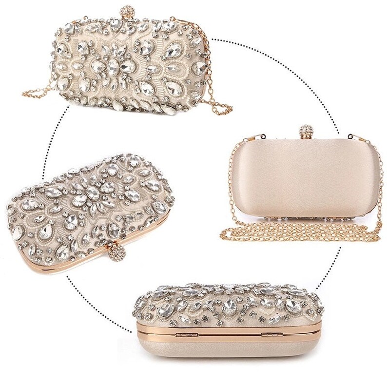 Gold Wedding Clutch Bridal Beaded Clutch Crystal Bag Etsy