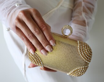 Gold Wedding Clutch Bridal Clutch Crystal Bag Bridal Purse
