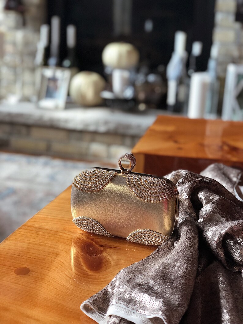 Gold Wedding Clutch Bridal Clutch Crystal Bag Bridal Purse Etsy
