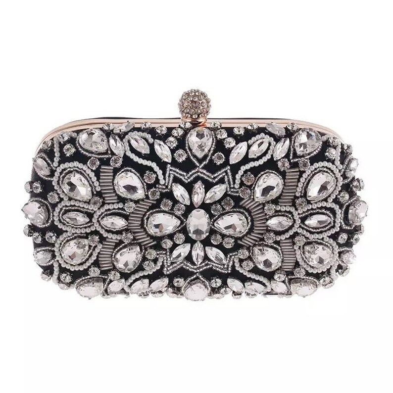 Grace Kelly Negro embrague de boda / minaudiere de cristal ...