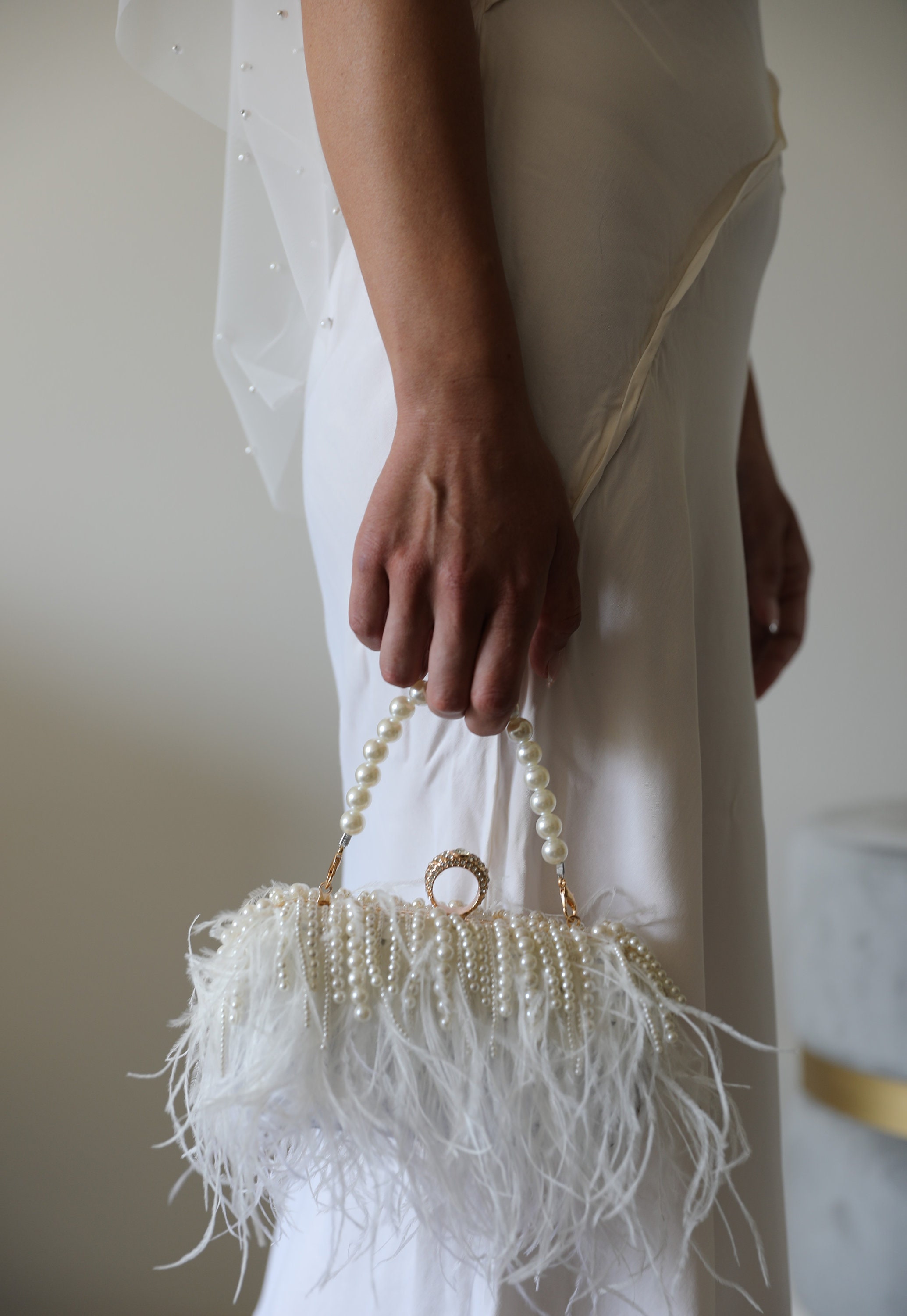 White bridal purse sale