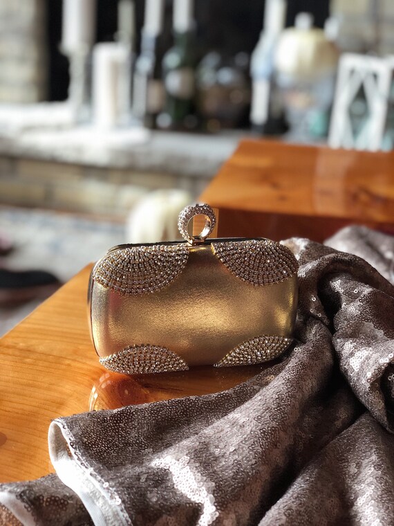 Gold Wedding Clutch Bridal Clutch Crystal Bag Bridal Purse Etsy