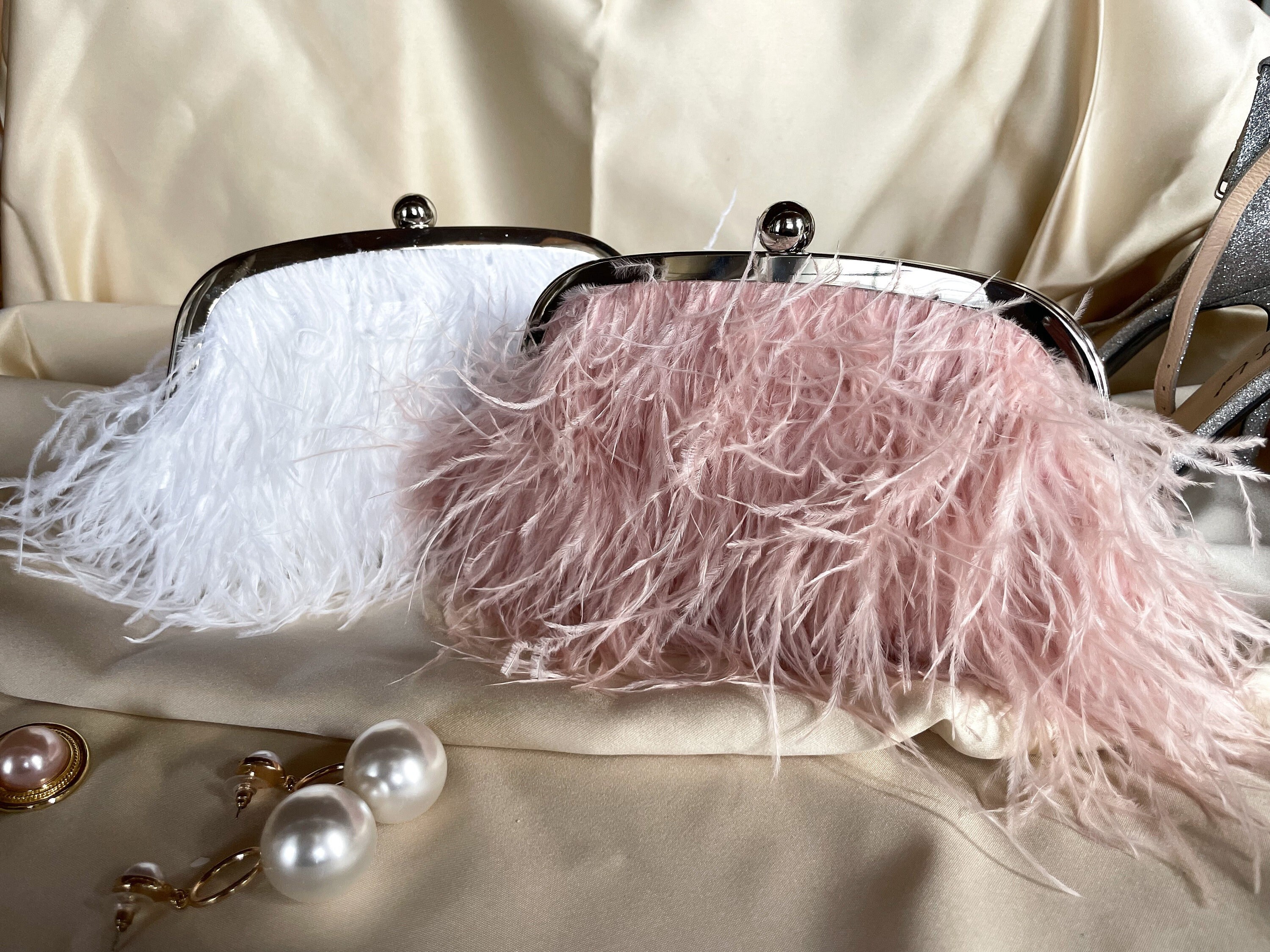 Pink feather bag sale