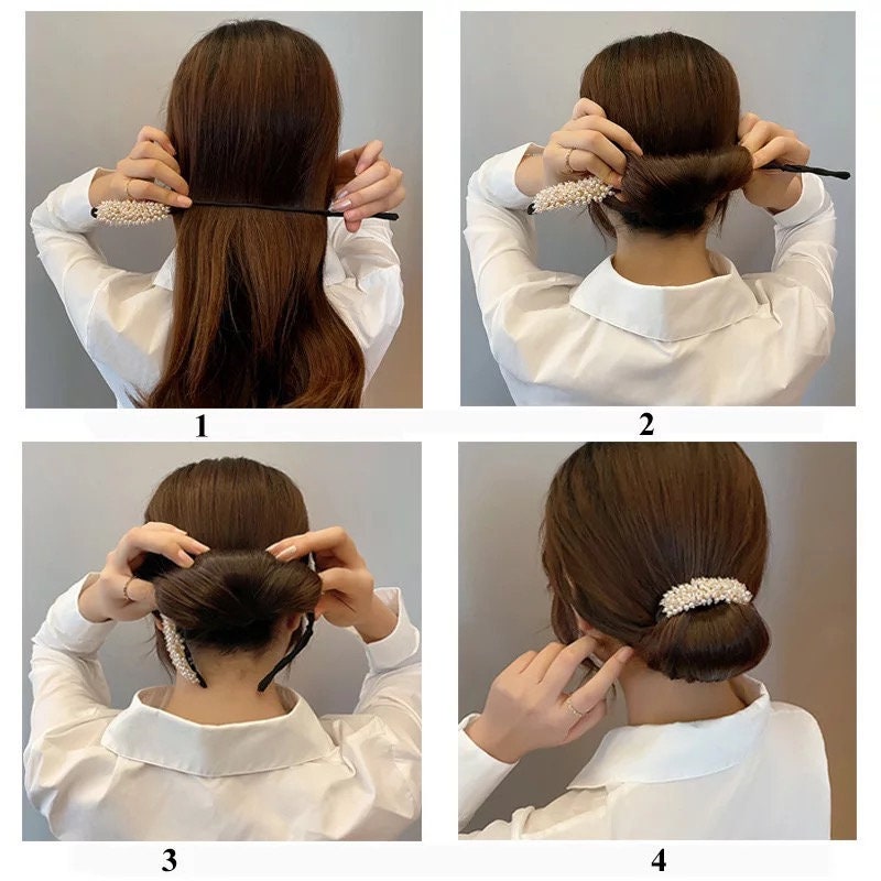 Bridal hair pin Bridal headpiece Pearl beaded hair pin Bun | Etsy