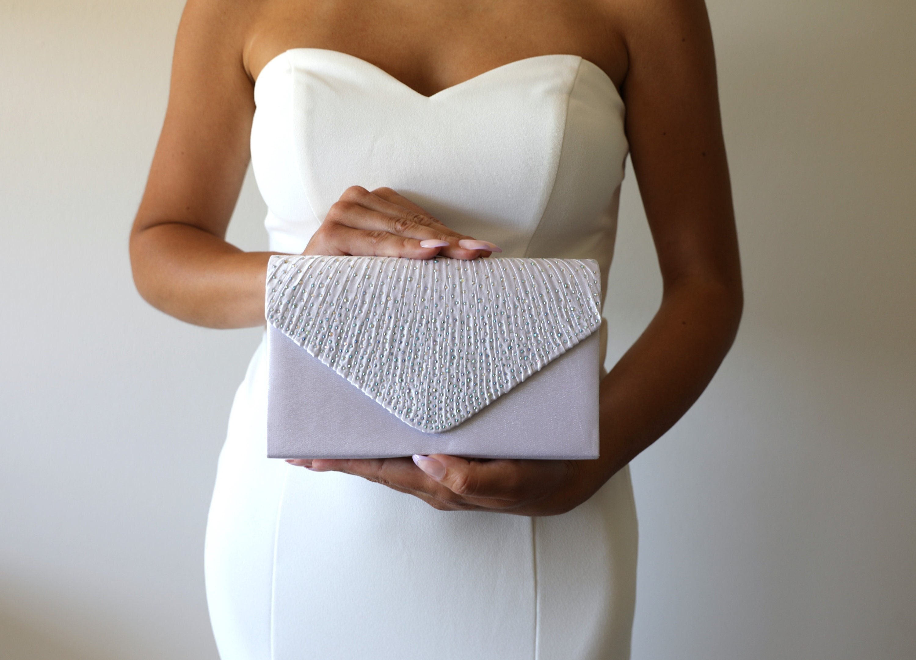 Hand Crafted Ivory And Purple Custom Bridal Clutch Purse by The Button Tree  Co. | CustomMade.com