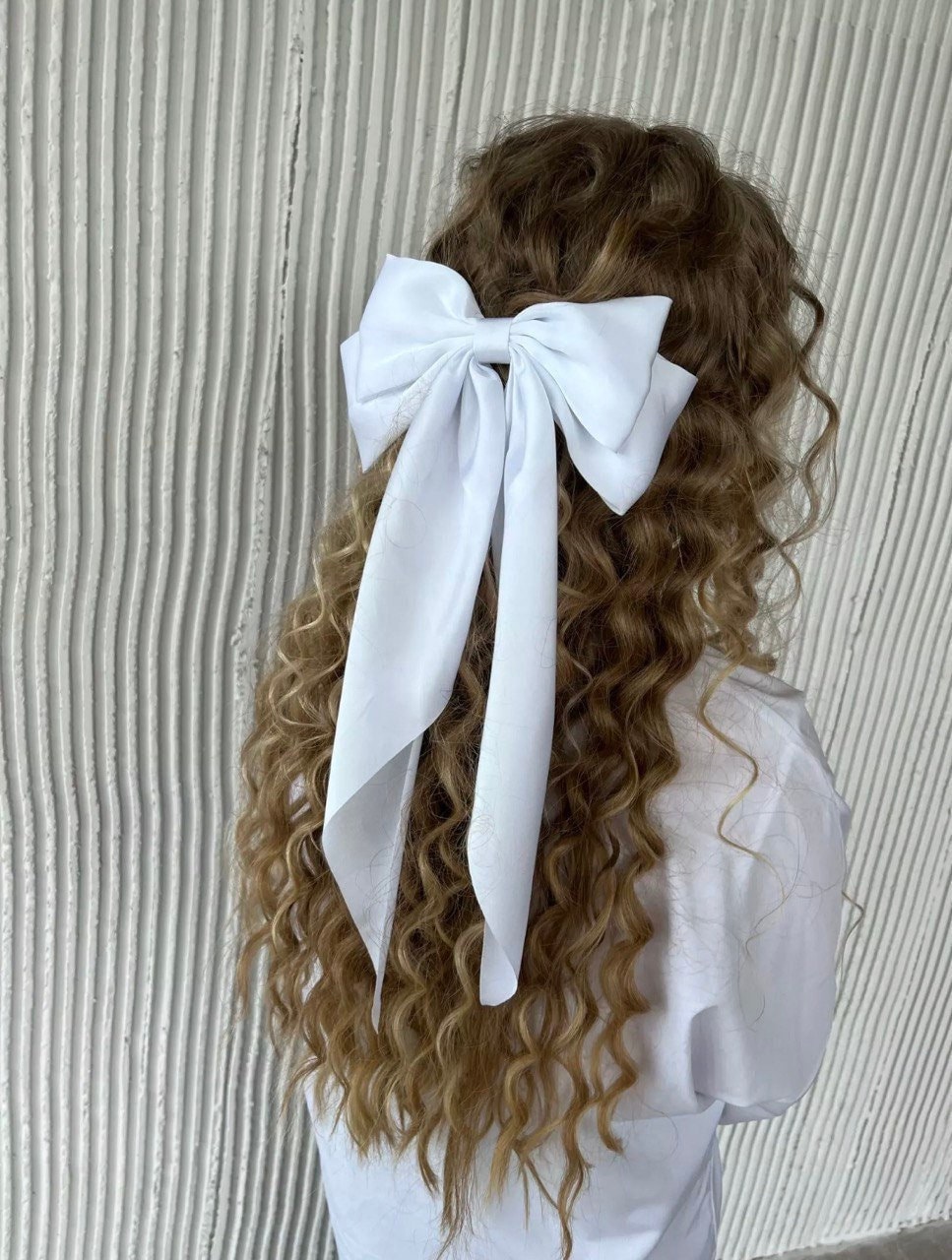 White Satin Hair Bow 