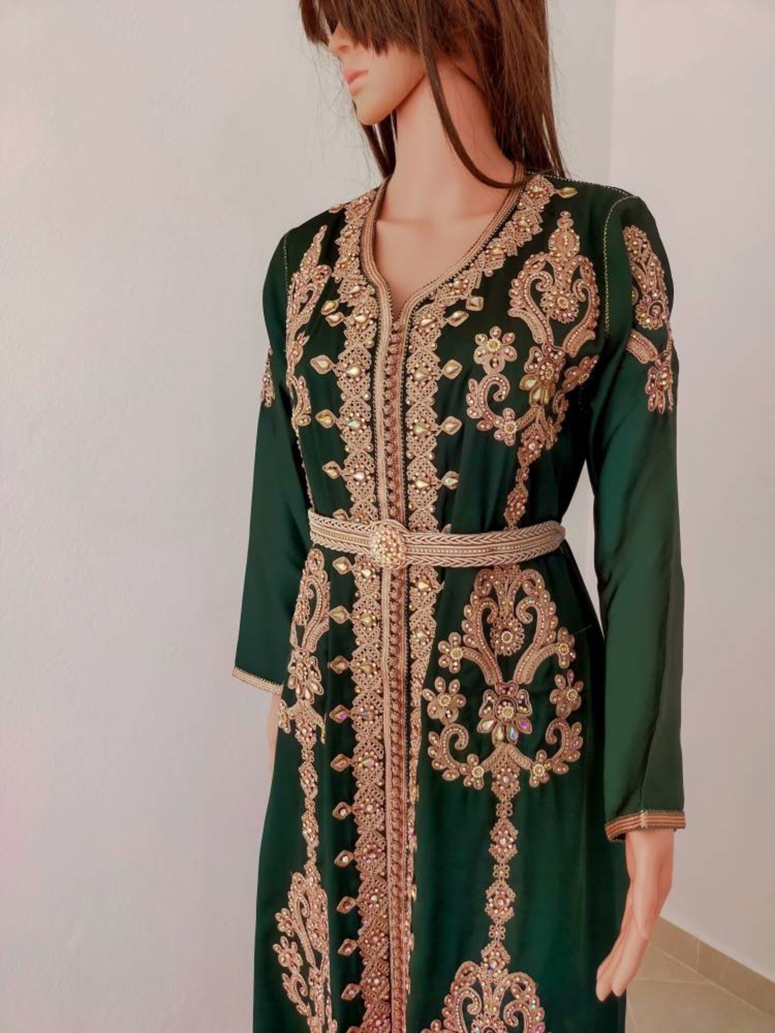 Green moroccan Kaftan moroccan dress islamic dress henna | Etsy