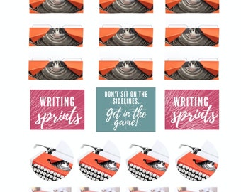 Printable Planner Stickers | Typewriter | Writer / Writing Stickers | Pomodoro | Sprints | Digital | Downloadable | The Rookie Writer