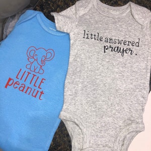 Little Peanut | Answered Prayer | Godmother | Baby Onesies