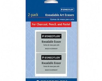 Premium STAEDTLER KNEADABLE Art Erasers Highlight Charcoal Chalk Pastel 2 Pcs Soft Edge Mars Back School College Student Teacher Studio Gum