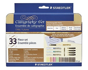 Elegant CALLIGRAPHY SET by Staedtler Mars With Metal Storage Case