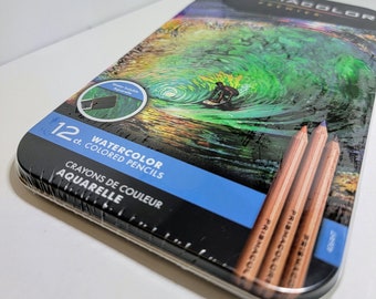 PRISMACOLOR PREMIER Rich Watercolor Pencils Wet Or Dry In Elegant Reusable Tin Case Artist Quality 12-Pk Brilliant Pigments Perfect Drawing