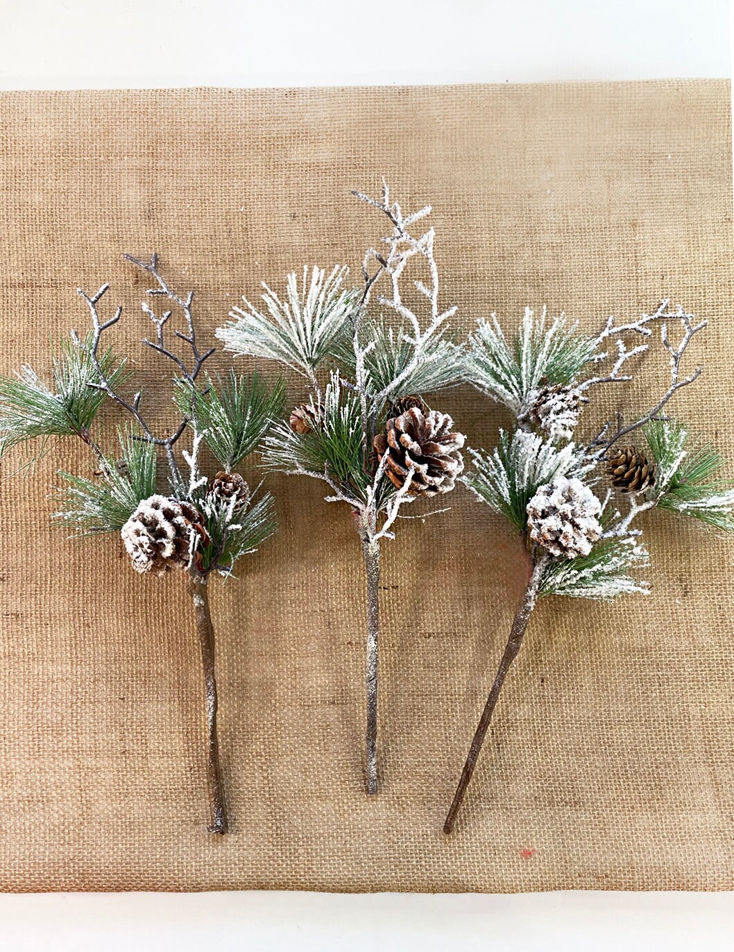 Frosted Pine Greenery Pick Christmas Picks and Sprays Winter Etsy