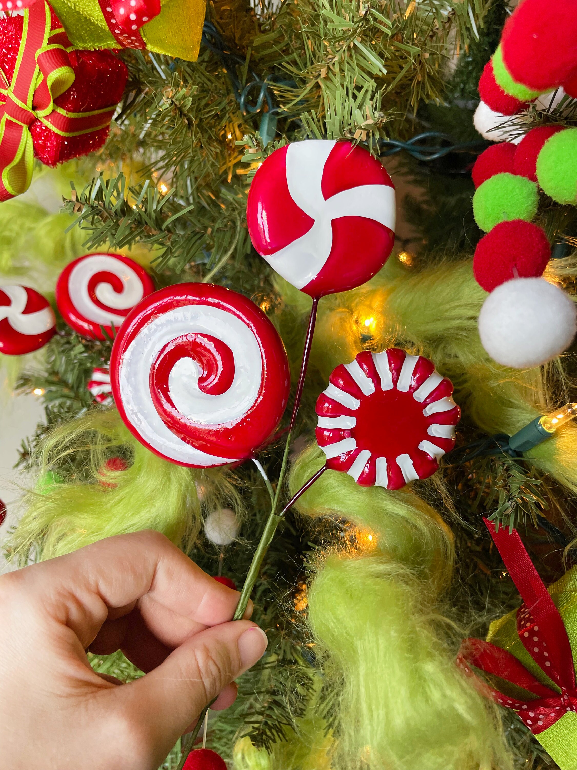 Christmas Picks and Sprays, Christmas Candy Ornaments, Lollipops