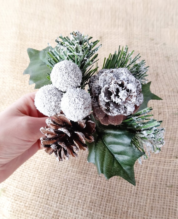 Christmas Picks and Sprays, Winter Wreath Attachments, Rustic Holiday  Decorations, Ivy Cedar and Pinecone, for Centerpiece and Garlands 