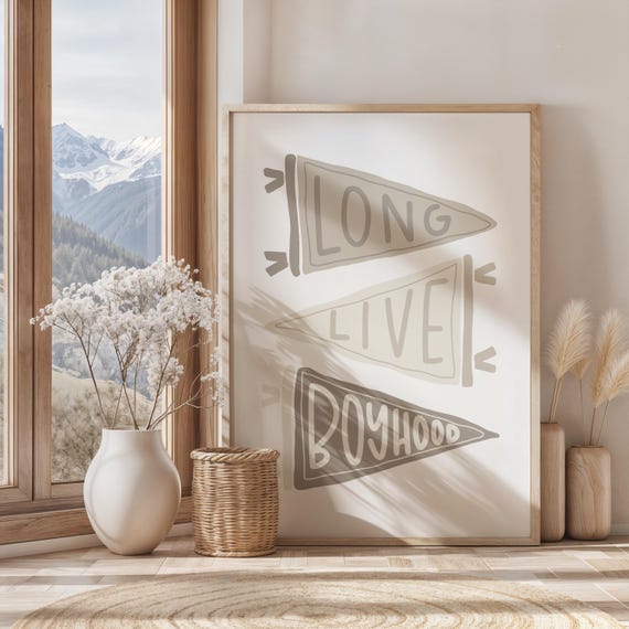 Long Live Boyhood Pennant Flag: Kids Playroom Art Printable Digital Download